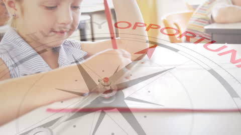 Child Learning with Overlayed Compass Symbolizing Opportunity