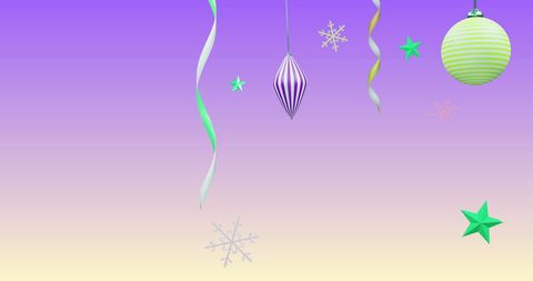 Vibrant Christmas Decorations on Gradient Purple Background