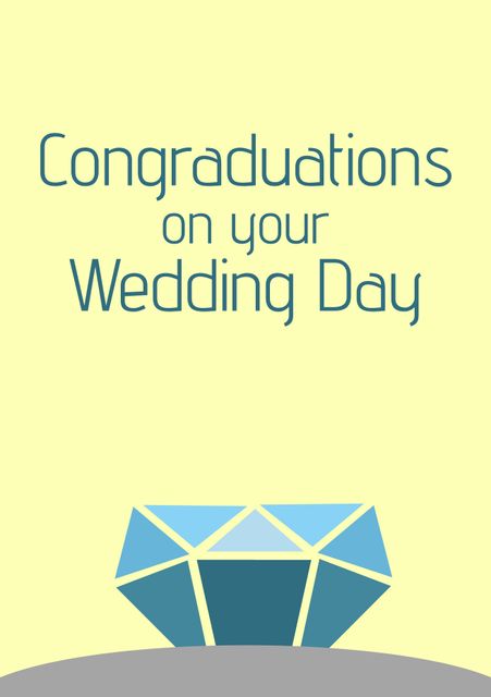 Text depicts congratulatory message for wedding day with modern diamond graphic symbolizing enduring love. Perfect for wedding invitations, congratulatory cards, social media posts, or wedding announcements.