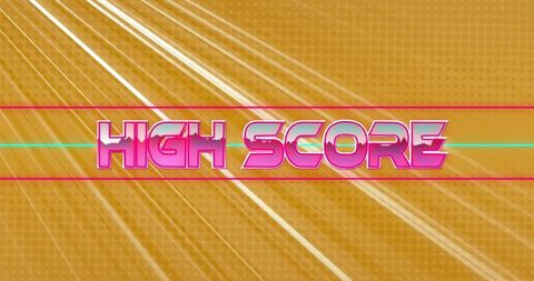 Retro Neon High Score Arcade Graphic with Teal Strip