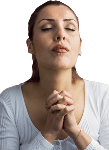woman praying peacefully with hands together on white background - Download Free Stock Videos Pikwizard.com