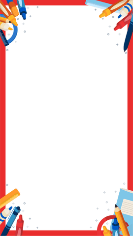 Transparent educational stationery frame with geometric design