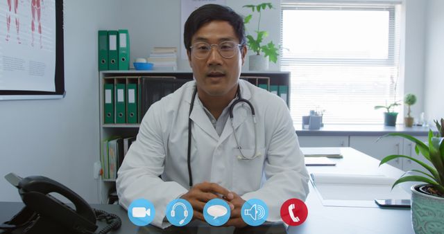 Doctor Conducting Virtual Consultation from Medical Office - Download Free Stock Images Pikwizard.com