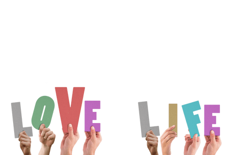 transparent hands holding colorful love and life letters - Download Free Stock Videos Pikwizard.com