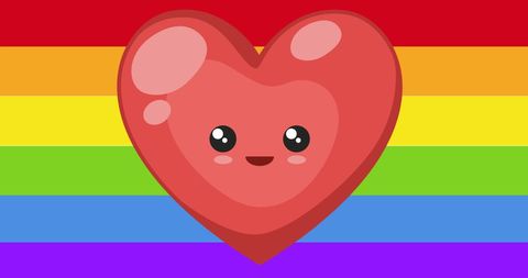 Cute heart with rainbow background celebrating lgbtq pride
