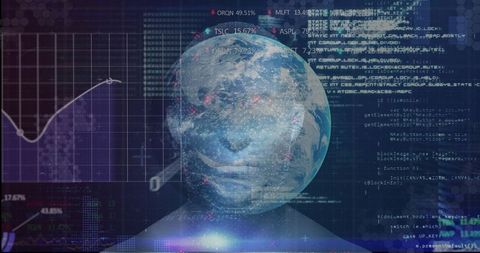 Futuristic human-ai fusion with global data visualization