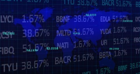 Global Financial Data Overlay on Dark World Map - Download Free Stock Images Pikwizard.com