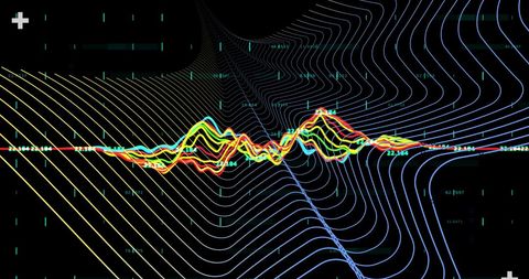 Dynamic Waves and Graphs on Black Background - Download Free Stock Images Pikwizard.com