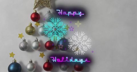 Festive Holiday Greeting with Ornament Tree