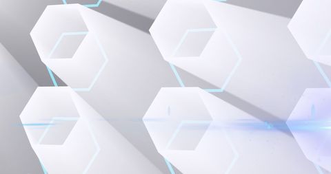 Abstract Glowing Network of White 3D Hexagonal Shapes