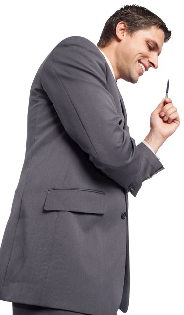 Caucasian Businessman Holding Pen on Transparent Background - Download Free Stock Videos Pikwizard.com