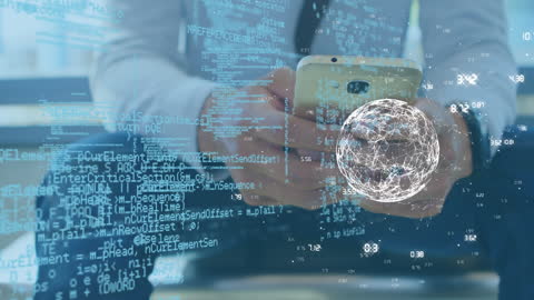 Businessman Iteractions with Global Data Network