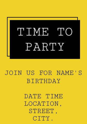 Bold Birthday Invitation with Vibrant Yellow Theme - Download Free Stock Templates Pikwizard.com