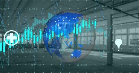 Global economy and finance analytics concept in empty office