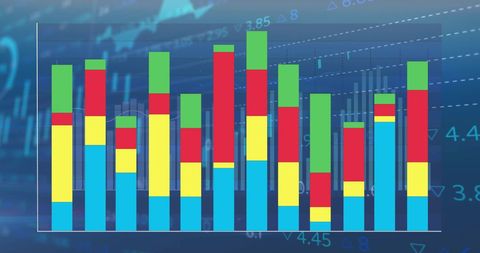 Colorful Stacked Bar Chart with Data Analysis Elements - Download Free Stock Images Pikwizard.com