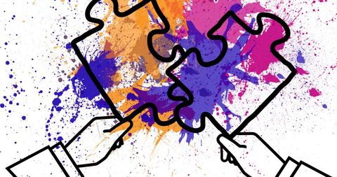 Creative Puzzle Pieces on Colorful Abstract Background - Download Free Stock Images Pikwizard.com