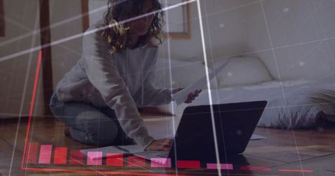 Remote Work Productivity Woman Analyzing Data on Laptop