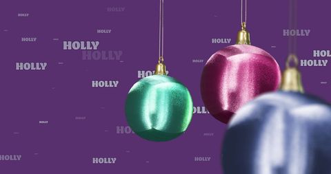 Shiny Christmas Baubles Hanging Against Bright Purple Background - Download Free Stock Images Pikwizard.com