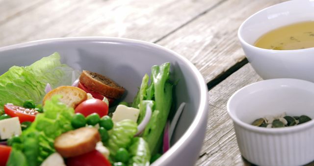 Healthy Fresh Salad with Assorted Vegetables and Italian Dressing - Download Free Stock Images Pikwizard.com