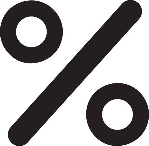 Black percent symbol on transparent background