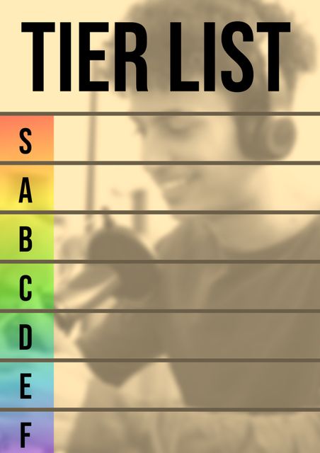 Tier List Template with Smiling Biracial Man Wearing Headphones - Download Free Stock Templates Pikwizard.com