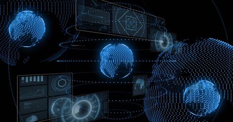 Digital Globes and Data Interface in Global Technology Theme - Download Free Stock Images Pikwizard.com