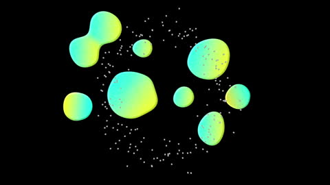 Abstract Neon Blobs on Black Background with Particles