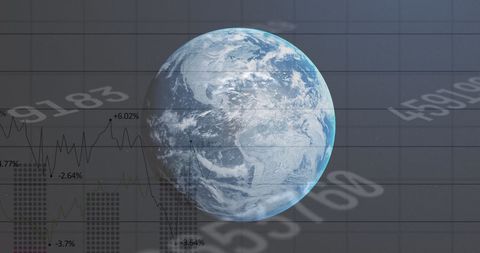 Global Economy and Technology Context Featuring Earth and Data - Download Free Stock Images Pikwizard.com