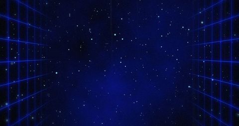 Navy digital space with stars and grid perspective