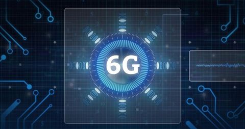 6g network core showing futuristic hud interface and neon circuitry grid