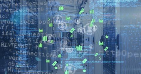Global Finance Data Visualization in Server Room with Digital Graphics - Download Free Stock Images Pikwizard.com