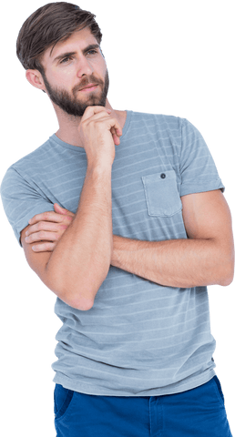 transparent background of thoughtful young man with hand on chin - Download Free Stock Videos Pikwizard.com