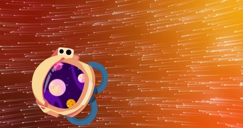 Futuristic Spaceship Flying in Colorful Space Illustration