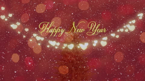 Happy New Year Message with Animated Snow and Fairy Lights