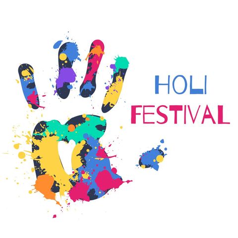 Vibrant holi festival celebration with colorful handprint