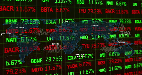 Animated World Map Display with Financial Data and Stocks