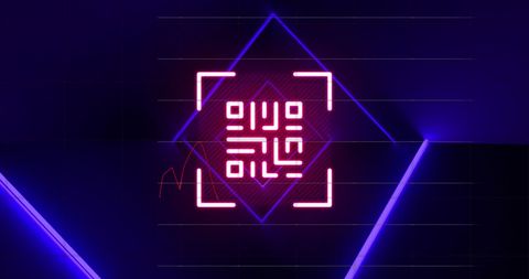 Digital Neon QR Code on Futuristic Blue Background - Download Free Stock Images Pikwizard.com