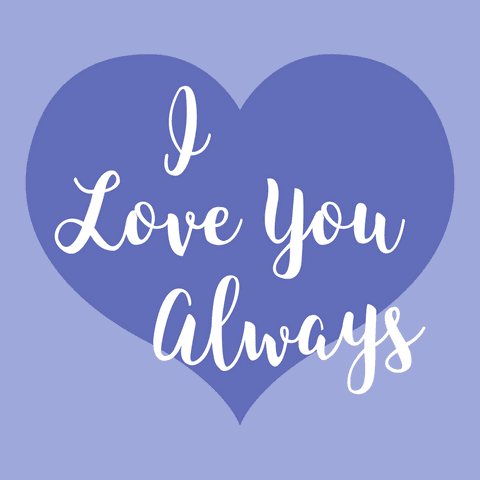 I Love You Always Text on Blue Heart with Transparent Background