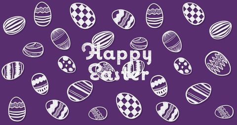 Decorative easter eggs with happy easter text on vibrant background