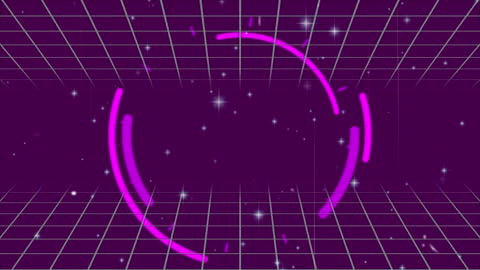 Abstract Grid with Neon Circle on Purple Background