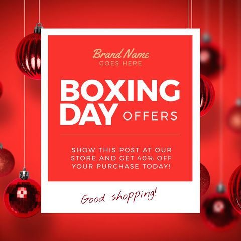 Festive boxing day sale promotion with red baubles