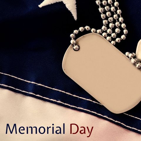 memorial day text with blank dog tag and american flag background - Download Free Stock Templates Pikwizard.com