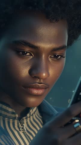 Focused woman scrolling smartphone inside car, vertical mobile clip for tech lifestyle