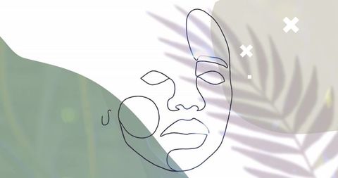 Abstract line face art with soft pastel overlay