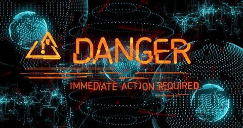 Urgent cyberspace danger alert warning