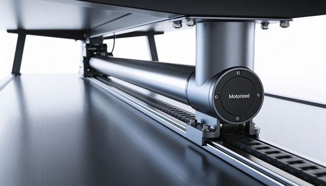 Motorized linear actuator sliding on toothed belt guide rail for factory automation