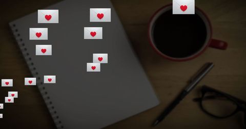 Romantic messages and cozy work atmosphere scene