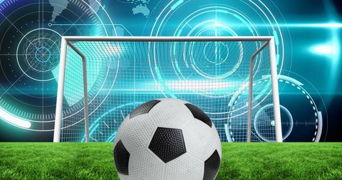Football Stadium Goal with Futuristic Interface Effects - Download Free Stock Images Pikwizard.com