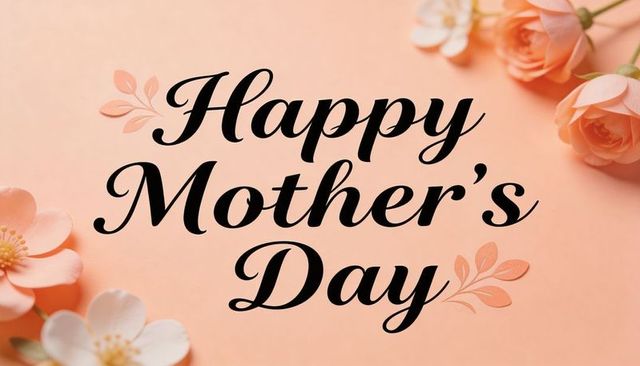 Celebrating mother's day with peach roses elegant calligraphy flat lay floral greeting