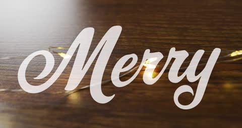 Merry Text with Warm Festive Lights Background